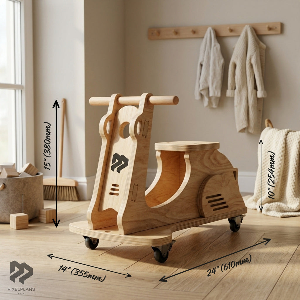 kids wooden scooter | DIY Montessori Ride-On Toy |DIY Toddler Scooter | Wooden Bike Toy PDF Plans