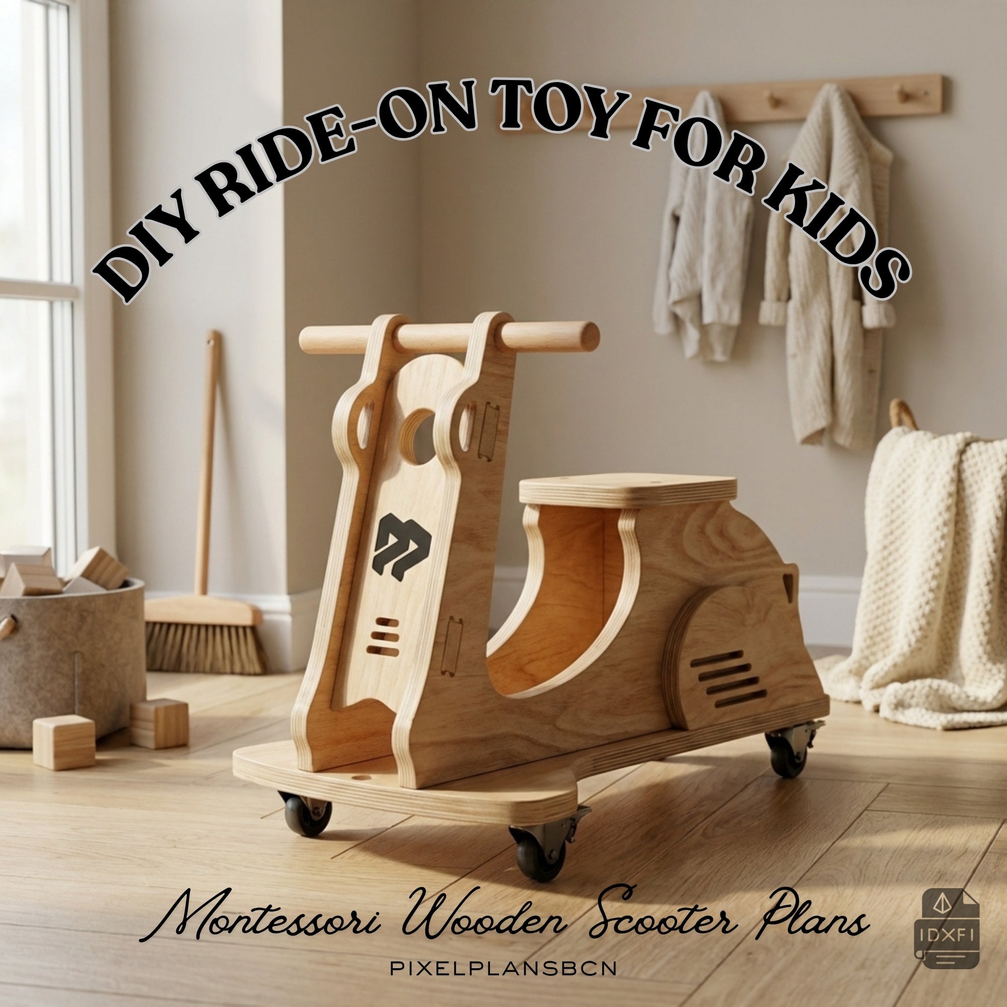 kids wooden scooter | DIY Montessori Ride-On Toy |DIY Toddler Scooter | Wooden Bike Toy PDF Plans