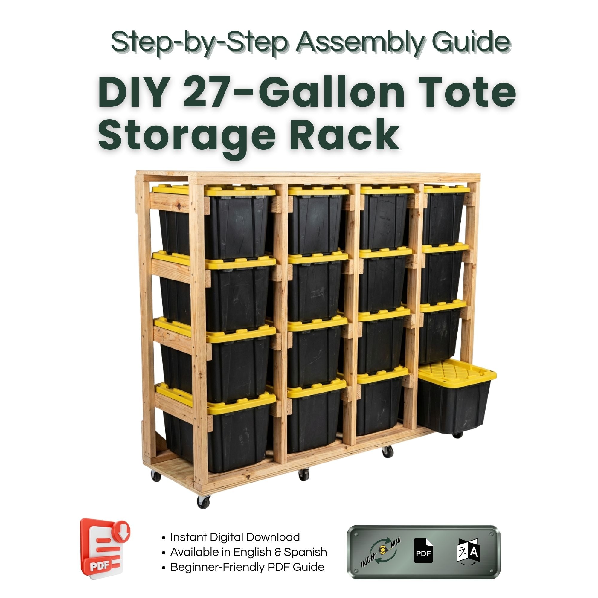 DIY 27 Gallon Tote Storage Rack Plans | DIY Tote | Bin Rack plans | Tote Garage Storage Shelves | Tote Storage Rack | Storage bin Plans