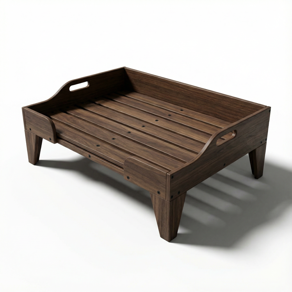 DIY Dog Bed Plans - Modern Wooden Pet Bed - Modern Elevated Pet Bed PDF - DIY wooden dog Step-by-Step Woodworking Guide with Measurements