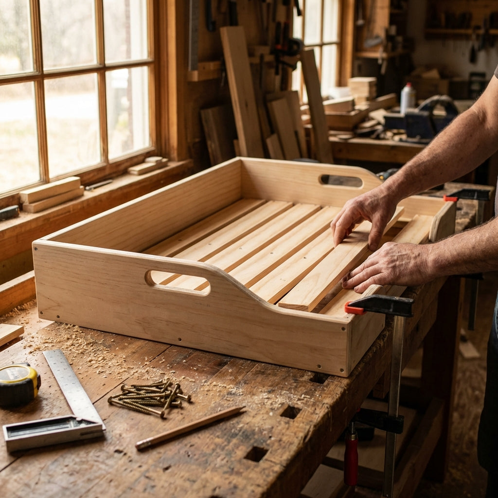 DIY Dog Bed Plans - Modern Wooden Pet Bed - Modern Elevated Pet Bed PDF - DIY wooden dog Step-by-Step Woodworking Guide with Measurements