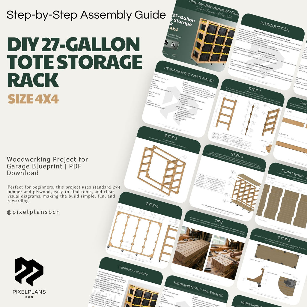 DIY 27 Gallon Tote Storage Rack Plans | DIY Tote | Bin Rack plans | Tote Garage Storage Shelves | Tote Storage Rack | Storage bin Plans